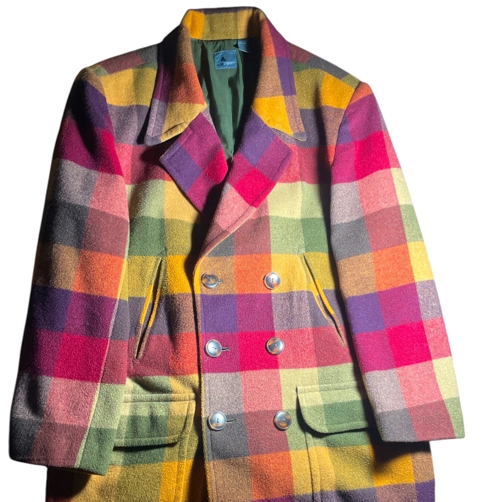 Colorful Plaid Double-Breasted Women's Coat